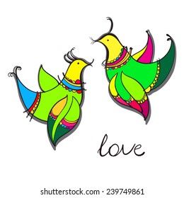 Decorative birds in love.