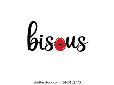 Decorative Bisous Kisses French Text Stock Vector Royalty Free