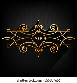 Decorative black background with golden ornamental frame