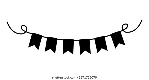 Decorative black banner with triangular flags for celebrations and events