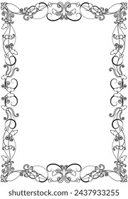 Decorative black border. A4 format. Elegant frame. Attached card, certificate, diploma.