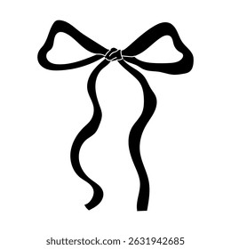 Decorative black bow with flowing ribbons ideal for gifts or crafts displayed against a plain background