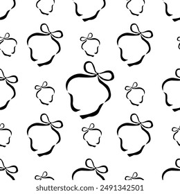 Decorative black bows seamless pattern. Trendy design. Cute feminine romantic background for textile, wallpaper, wrapping. Vector illustration