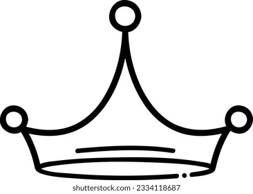 Decorative black crown outline illustration. Crown line element.