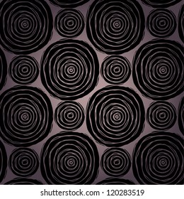 Decorative black ethnic seamless texture. Endless pattern with rough circles. Template for design backgrounds, textile, package, wrapping paper