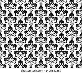 decorative black floral pattern on a white background