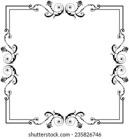 Decorative black frame with floral elements