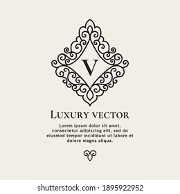 Decorative black frame with vector ornament. Elegant, classic elements. Can be used for jewelry, beauty and fashion industry. Great for logo, emblem, background or any desired idea.