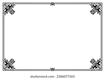 Decorative black framework. Interlaced lines. Celtic style. A3, A4 page size.