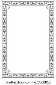 Decorative black  framework. Template for certificate, diploma, label. A4 page proportions. 