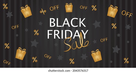 Decorative Black Friday banner design. Gift, sale, promotion, special price event background. Vector illustration.