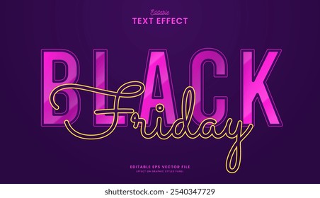 Diseño de efecto de texto editable de viernes negro decorativo