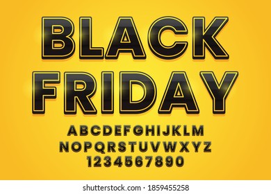 decorative black friday text Font and Alphabet vector