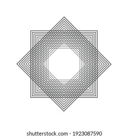 Decorative black geometric frame on a white background. Template for greeting card. Vector illustration. 