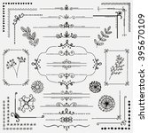 Decorative Black Hand Sketched Rustic Floral Doodle Corners, Branches, Frames, Dividers, Text Frames, Border Lines, Page Calligraphic Design Elements. Hand Drawing Vector Illustration. 