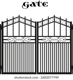 Vector de puerta de hierro negro decorativo