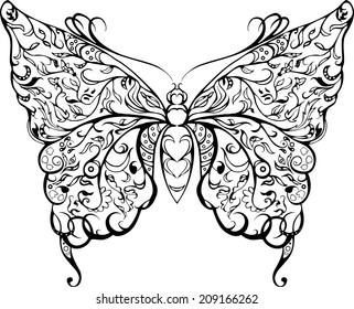 decorative black lace butterfly stencil  on white