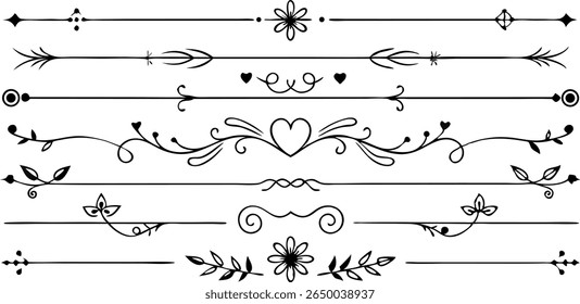 Decorative black lines and ornaments vector set