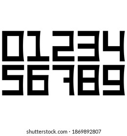 Decorative black numbers isolated on white background.Art font.