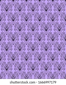 decorative black pattern on a lilac background