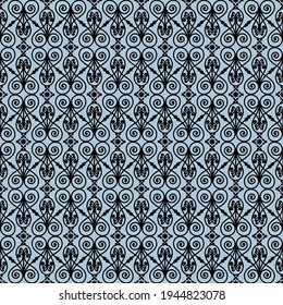 decorative black pattern for retro design on a blue background