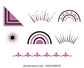 Ilustración vectorial geométrica en negro y rosa decorativa 