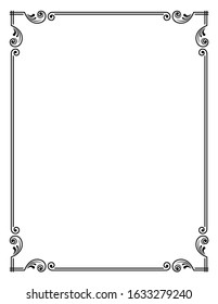 Decorative Black Rectangular Frame Ornate Corners Stock Vector (Royalty ...