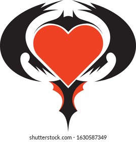 decorative black and red valentines day heart