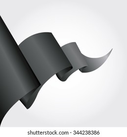 Decorative black ribbon banner isolated on white