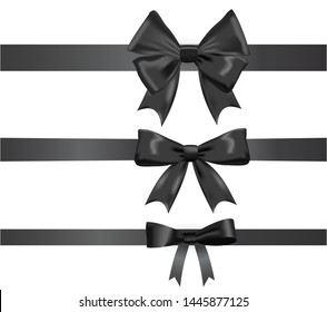 Decorative black ribbon bows set. For page decoration