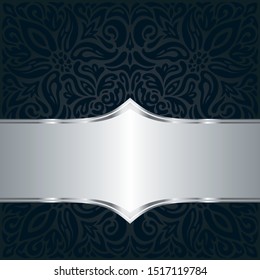 Decorative black & silver floral vintage luxury wallpaper background pattern mandala design in vintage style and curvy flowers