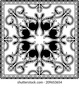 Decorative black square pattern with ornament