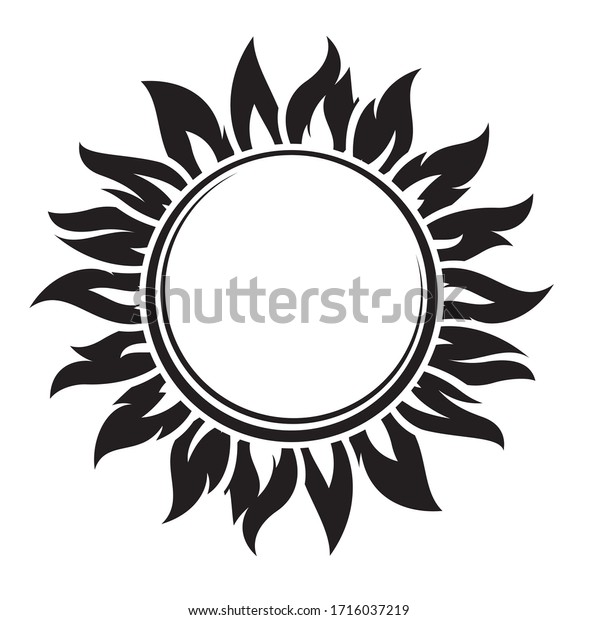 Decorative Black Sun Symbol Long Rays Stock Vector (Royalty Free ...