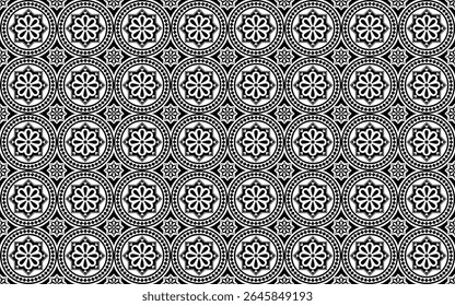 Decorative black and white circle seamless pattern, Deceration Illustartor, seamless pattern, blackground,