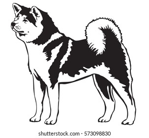 Decorative black and white Dog Akita inu vector illustration