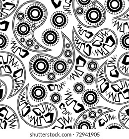 Decorative black and white elements-  seamless pattern