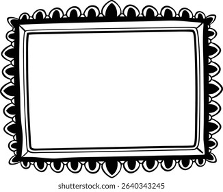 Decorative black and white frame with scalloped edges for artwork or elegant graphic design projects