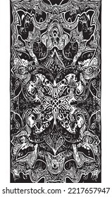 Decorative black and white gothic ornament, base for tattoo