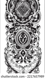 Decorative black and white gothic ornament, base for tattoo