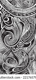 Decorative black and white gothic ornament, base for tattoo