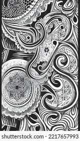 Decorative black and white gothic ornament, base for tattoo