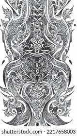 Decorative black and white gothic ornament, base for tattoo