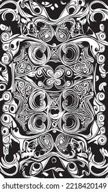 Decorative black and white gothic ornament, base for tattoo
