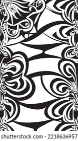 Decorative black and white gothic ornament, base for tattoo