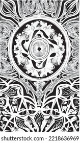 Decorative black and white gothic ornament, base for tattoo