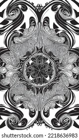 Decorative black and white gothic ornament, base for tattoo