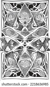 Decorative black and white gothic ornament, base for tattoo