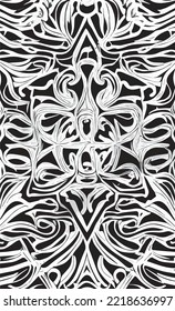 Decorative black and white gothic ornament, base for tattoo