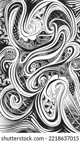 Decorative black and white gothic ornament, base for tattoo