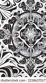 Decorative black and white gothic ornament, base for tattoo